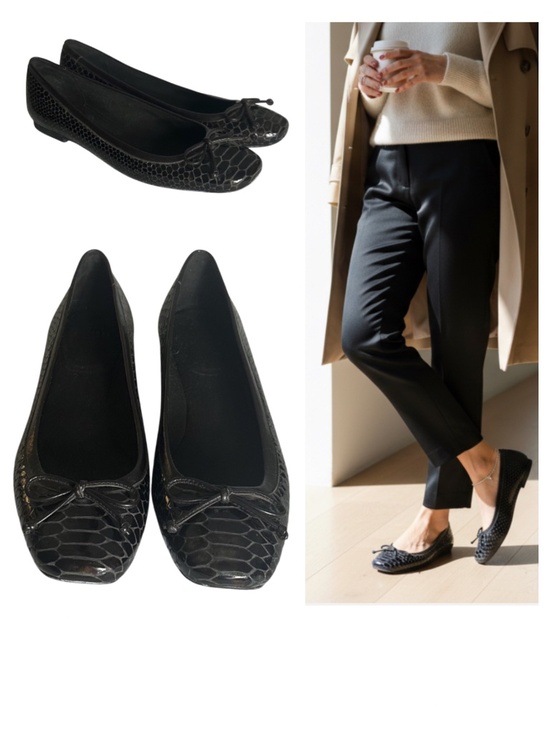 Stuart Weitzman Shoes - Stuart Weitzman Ballet Flats Shoes Sz 7.5 M Dark Brown Embossed Croc Leather